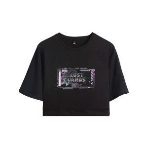 EXCISION GRAPH WOMEN'S CROPPED TEE (BLACK GARMENT WASH)